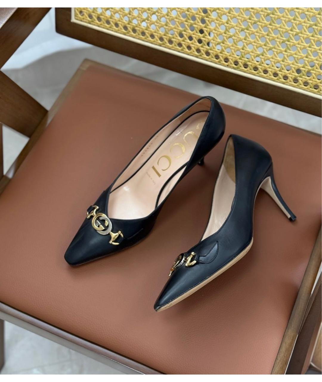 GUCCI Черные кожаные туфли, фото 6