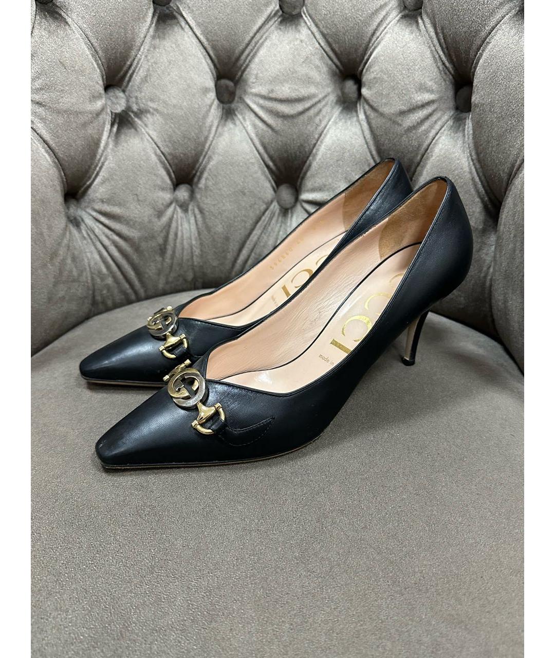 GUCCI Черные кожаные туфли, фото 2