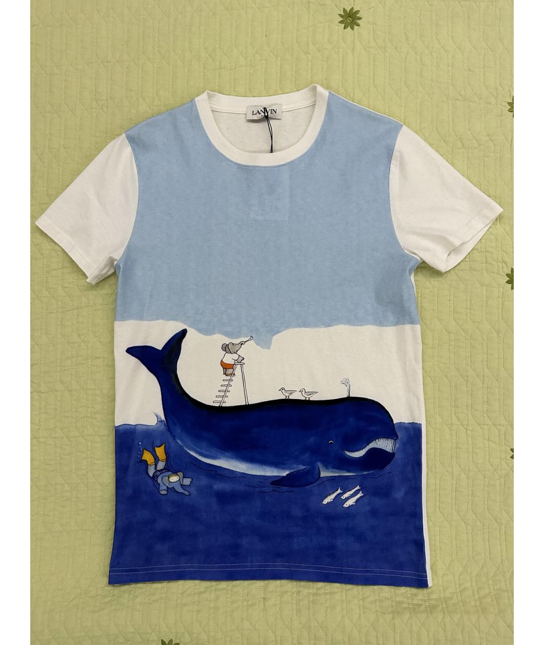 LANVIN Синяя хлопковая футболка, фото 10