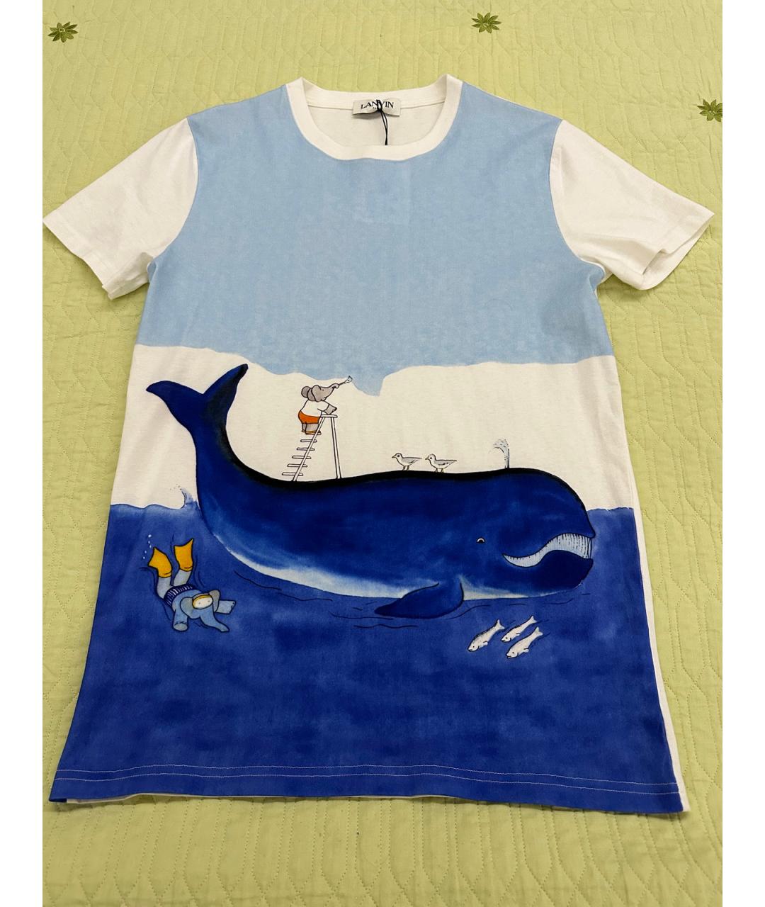 LANVIN Синяя хлопковая футболка, фото 2