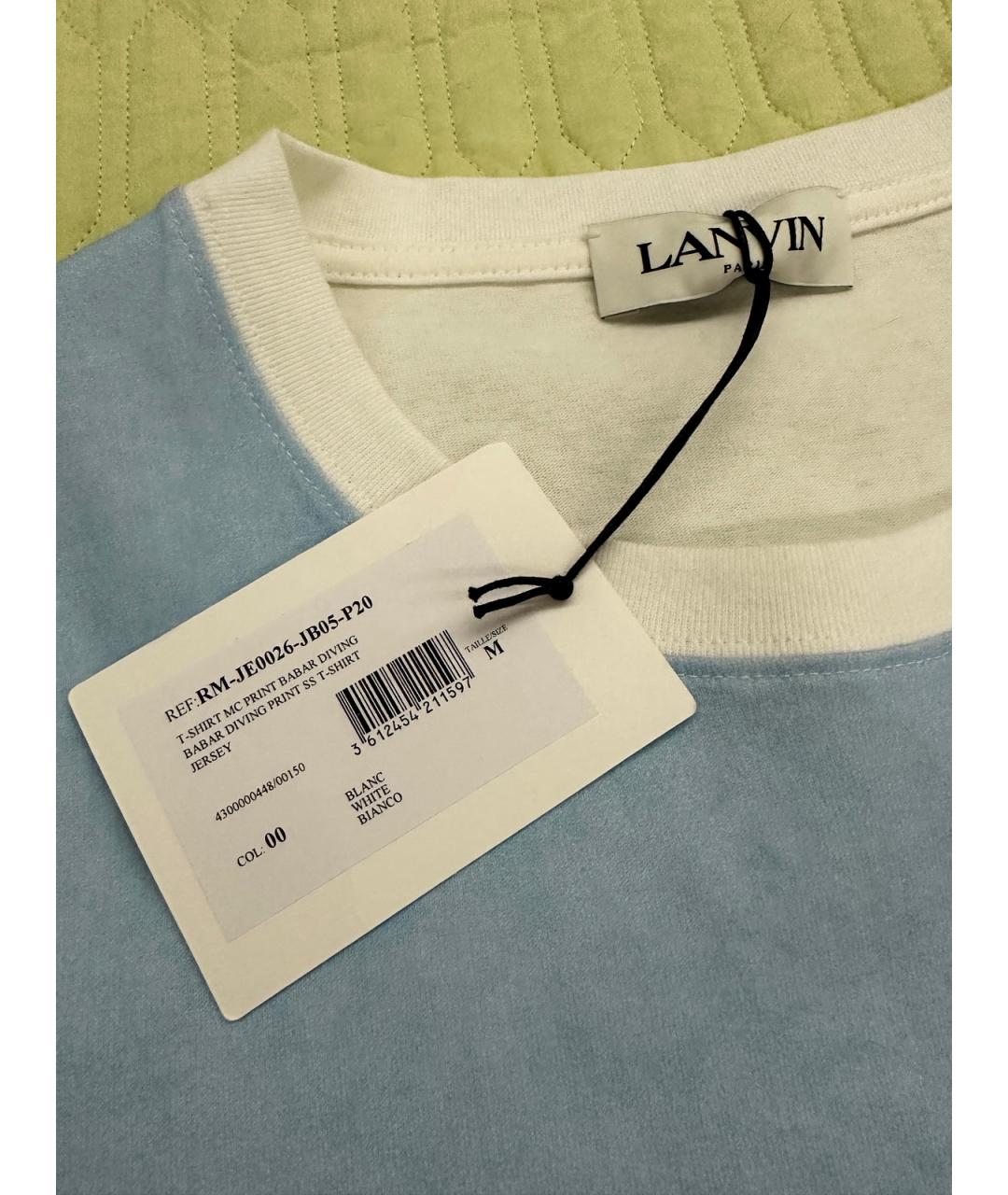 LANVIN Синяя хлопковая футболка, фото 7