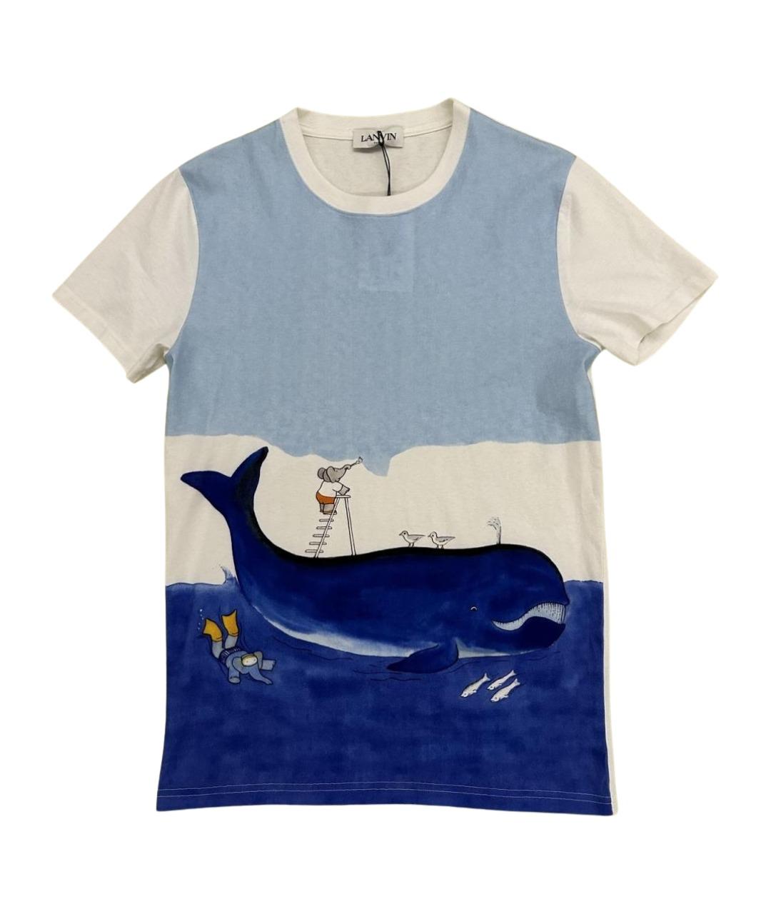 LANVIN Синяя хлопковая футболка, фото 1