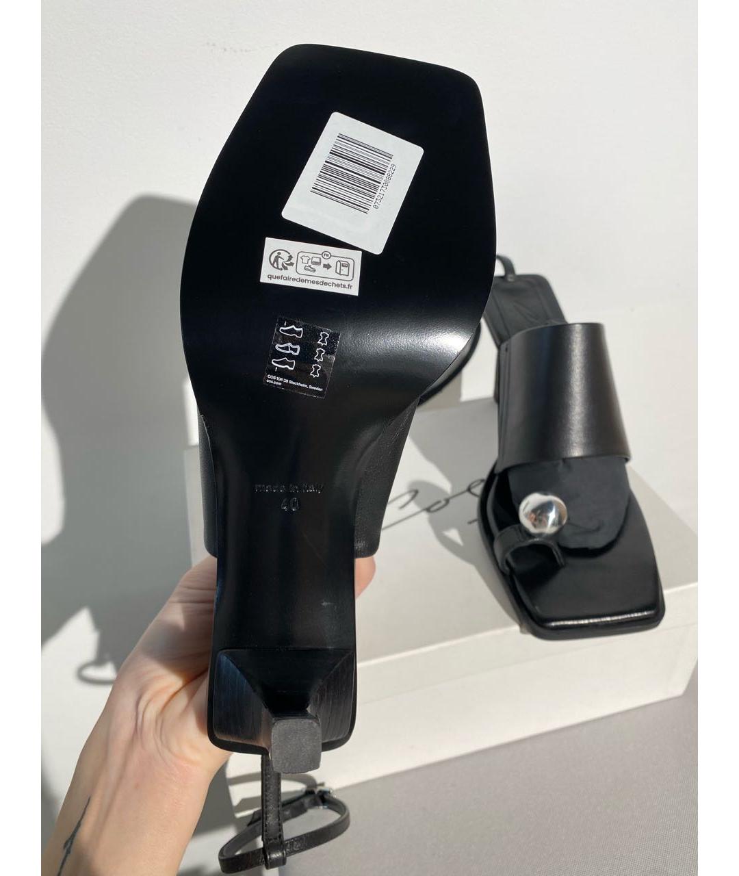 COS Черные кожаные босоножки, фото 7