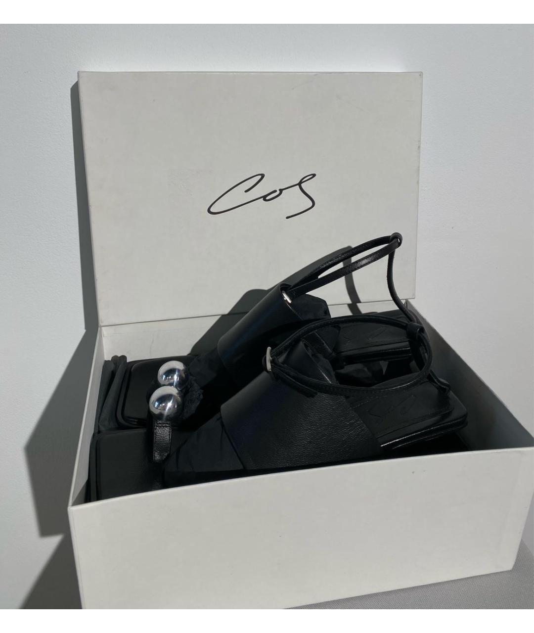 COS Черные кожаные босоножки, фото 8