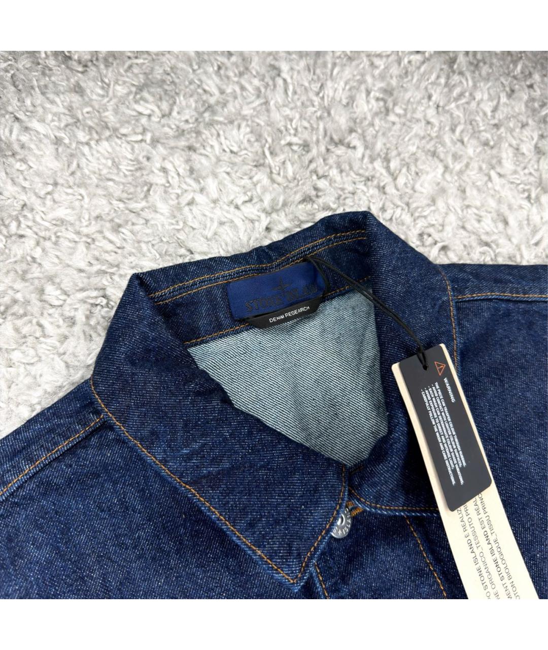 STONE ISLAND Темно-синяя хлопковая куртка, фото 3