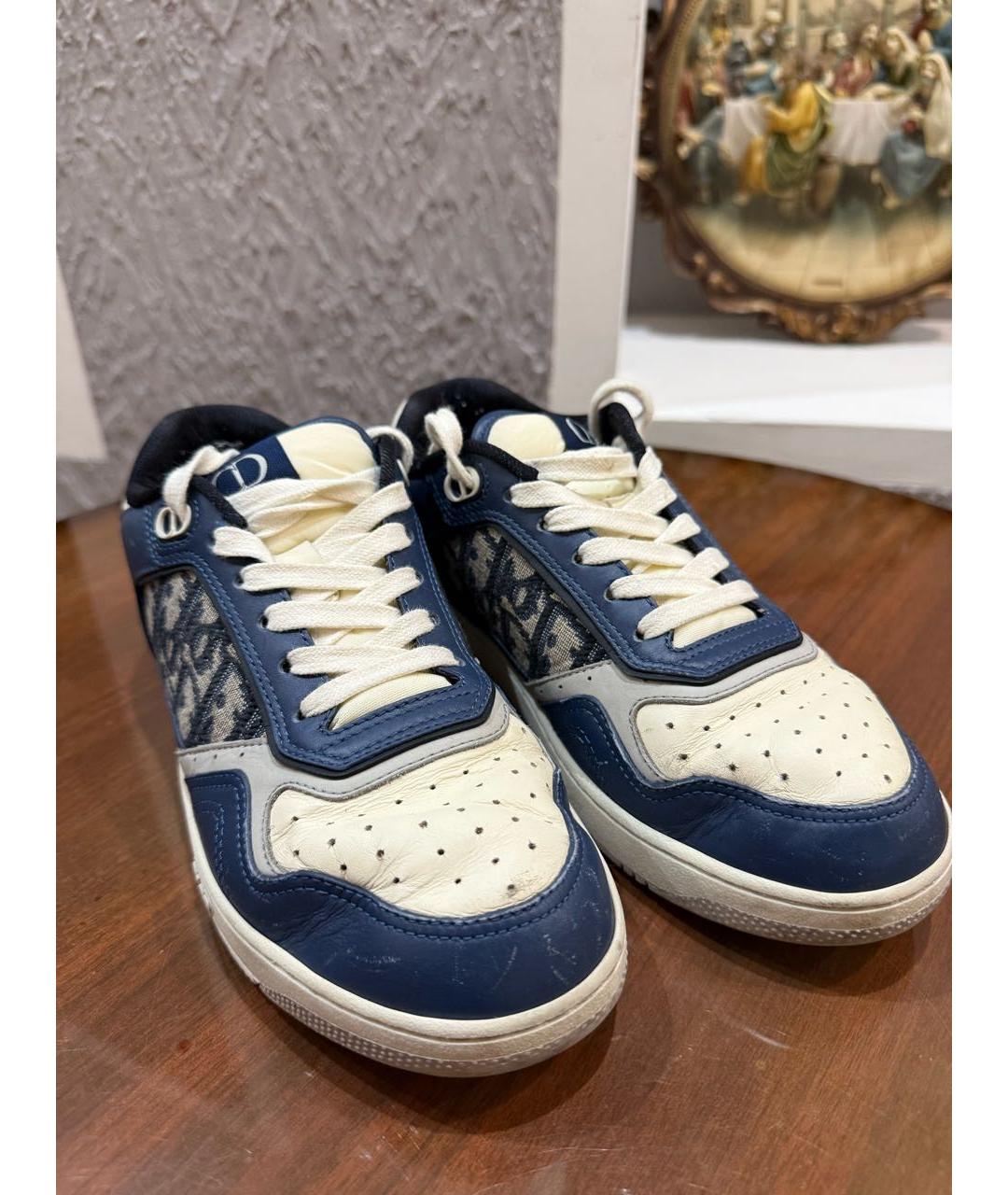 CHRISTIAN DIOR Синие кожаные низкие кроссовки / кеды, фото 2