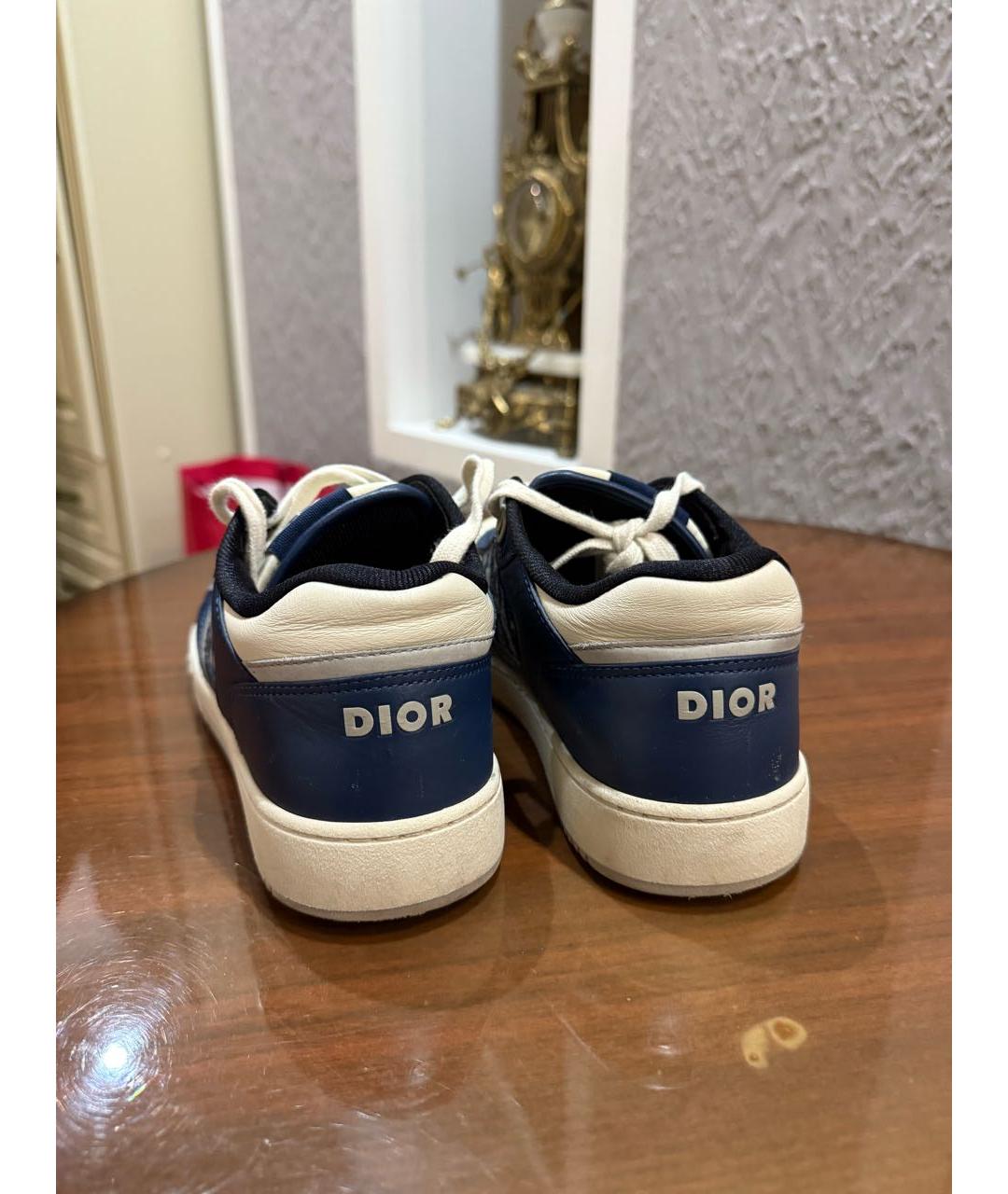 CHRISTIAN DIOR Синие кожаные низкие кроссовки / кеды, фото 4