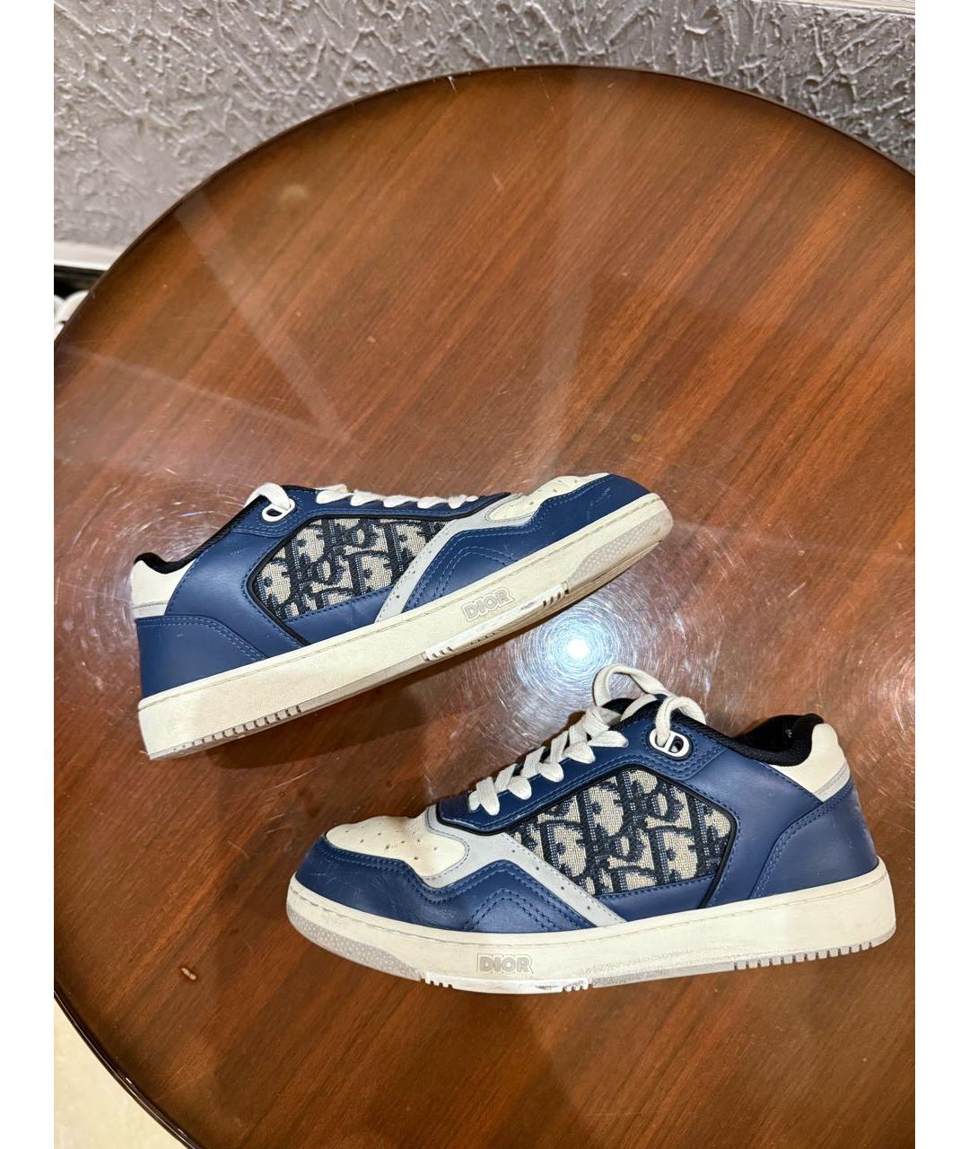 CHRISTIAN DIOR Синие кожаные низкие кроссовки / кеды, фото 3