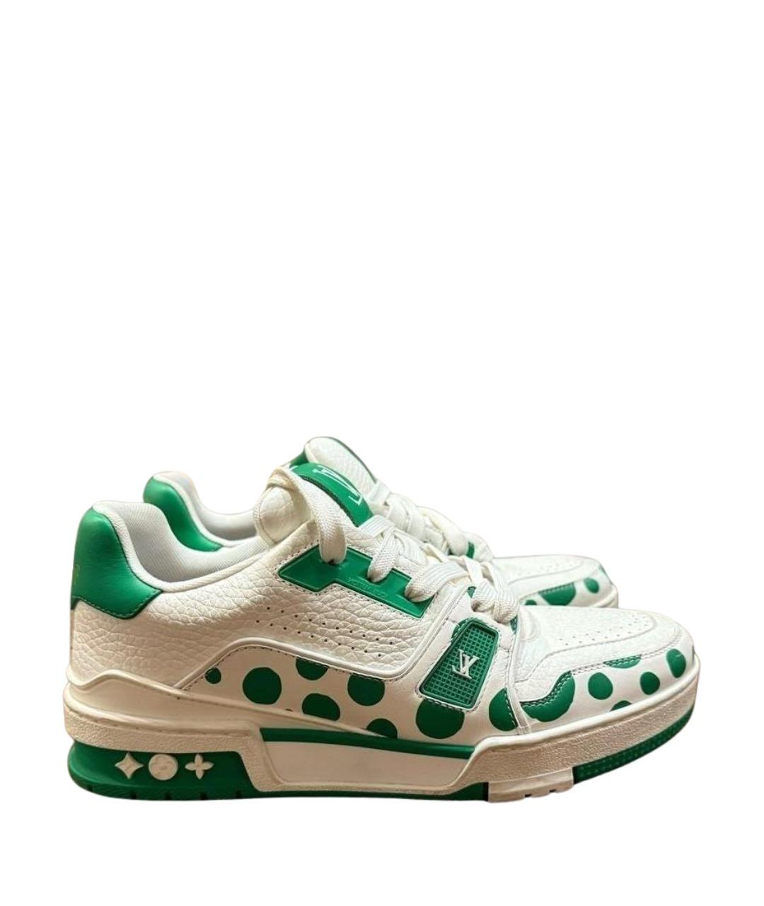 LOUIS VUITTON Зеленые кожаные кроссовки, фото 1