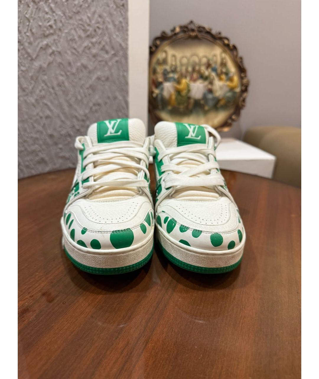 LOUIS VUITTON Зеленые кожаные кроссовки, фото 2