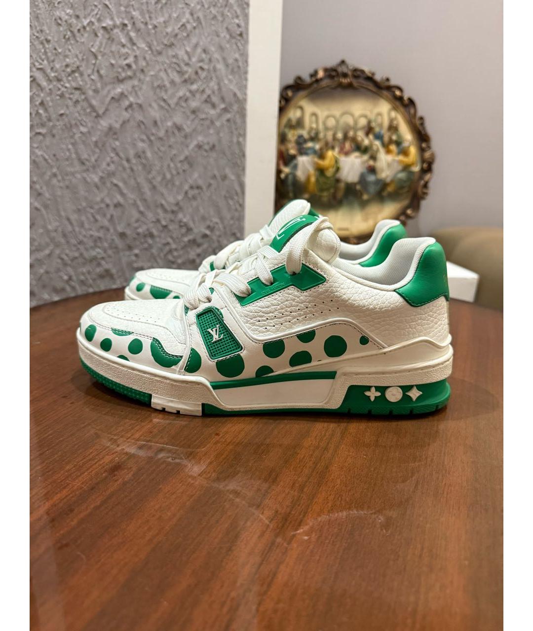 LOUIS VUITTON Зеленые кожаные кроссовки, фото 8