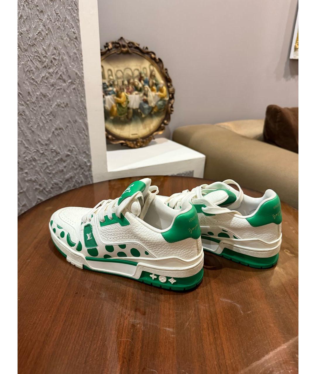 LOUIS VUITTON Зеленые кожаные кроссовки, фото 6
