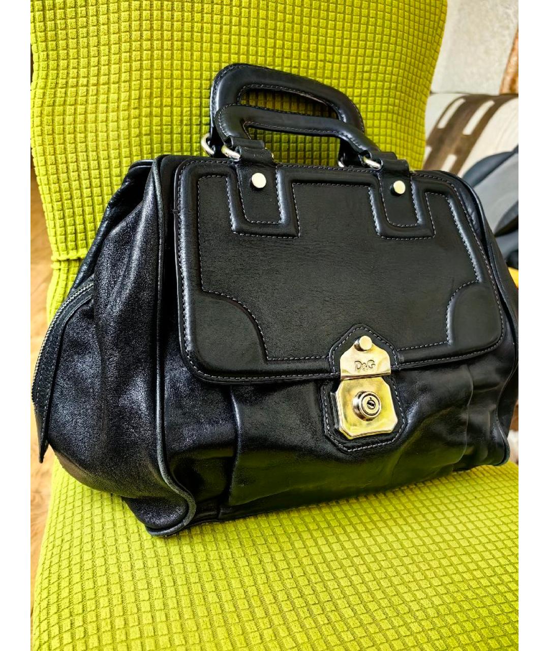 DOLCE&GABBANA Черная кожаная сумка через плечо, фото 2