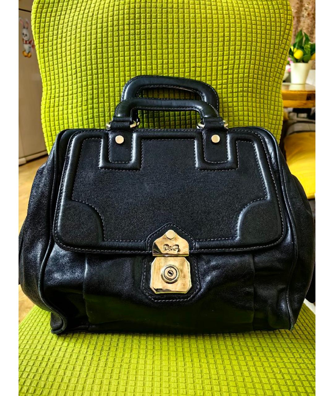 DOLCE&GABBANA Черная кожаная сумка через плечо, фото 10