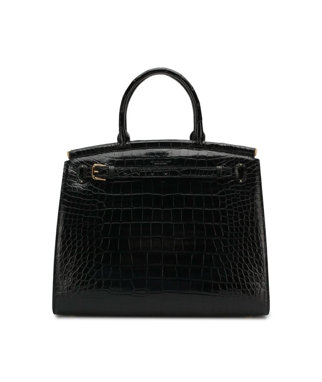 RALPH LAUREN Черная сумка с короткими ручками из экзотической кожи, фото 1