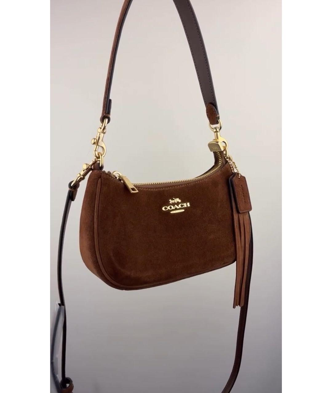 COACH Коричневая замшевая сумка через плечо, фото 5