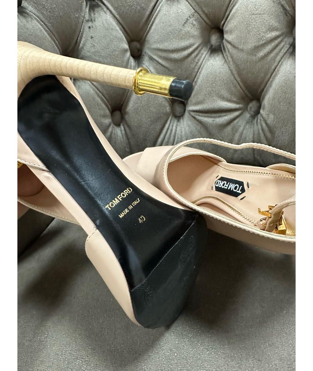 TOM FORD Бежевые кожаные босоножки, фото 5