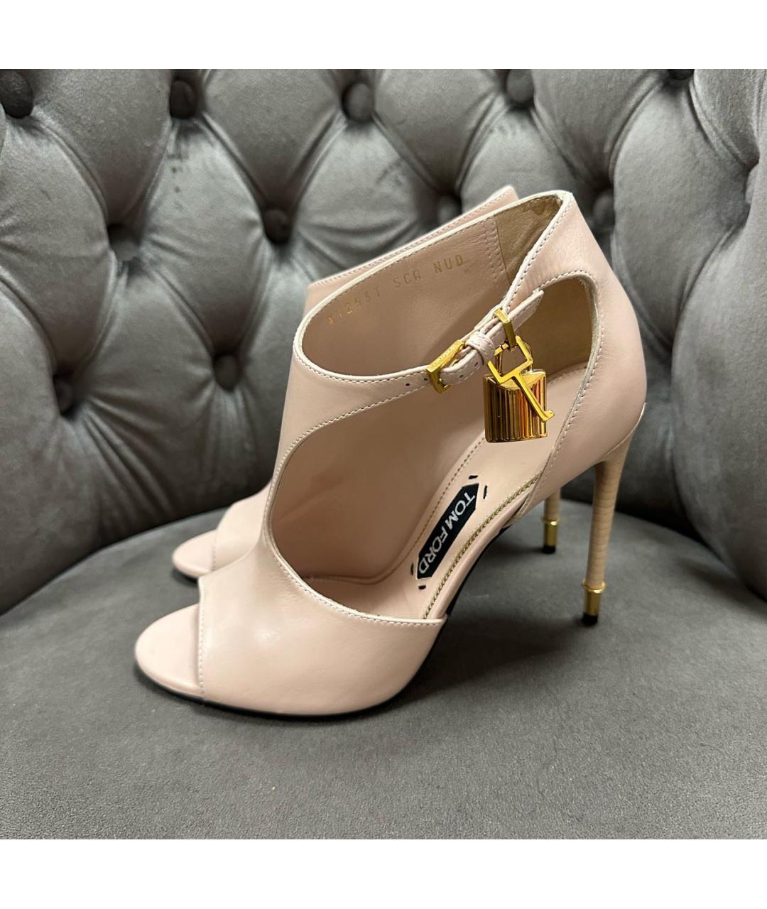 TOM FORD Бежевые кожаные босоножки, фото 7