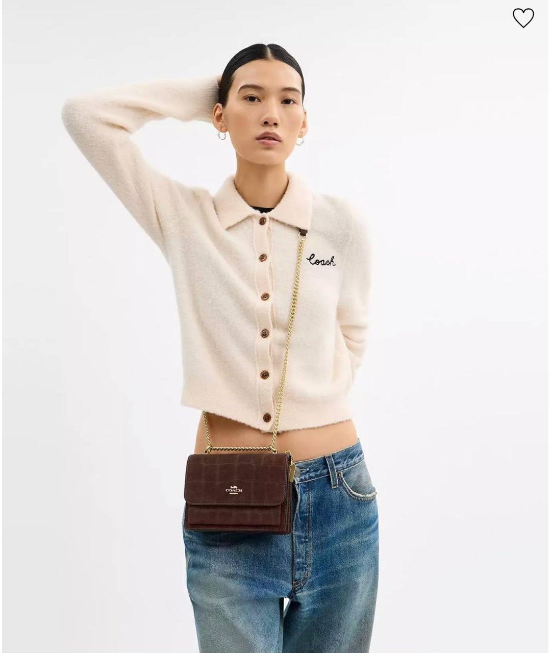 COACH Коричневая замшевая сумка через плечо, фото 4