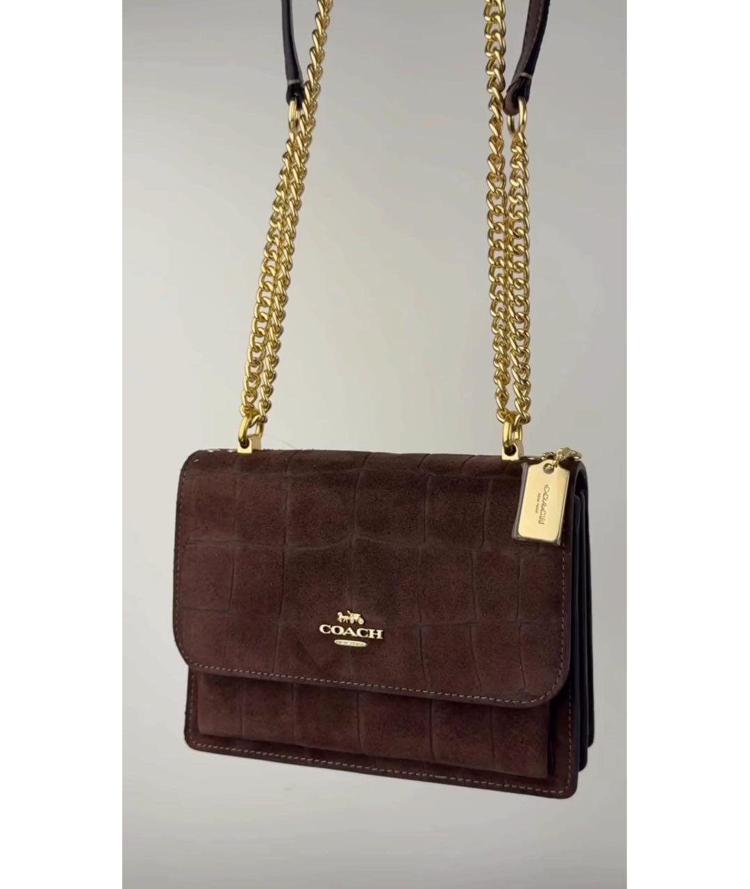 COACH Коричневая замшевая сумка через плечо, фото 6