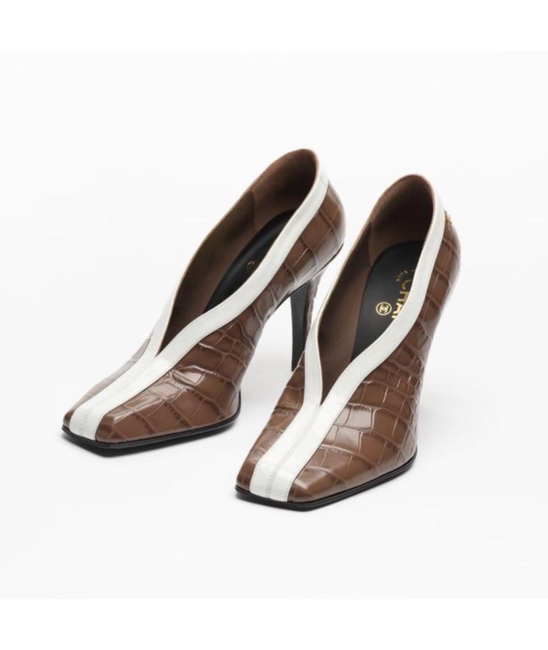 CHANEL Коричневые кожаные туфли, фото 3