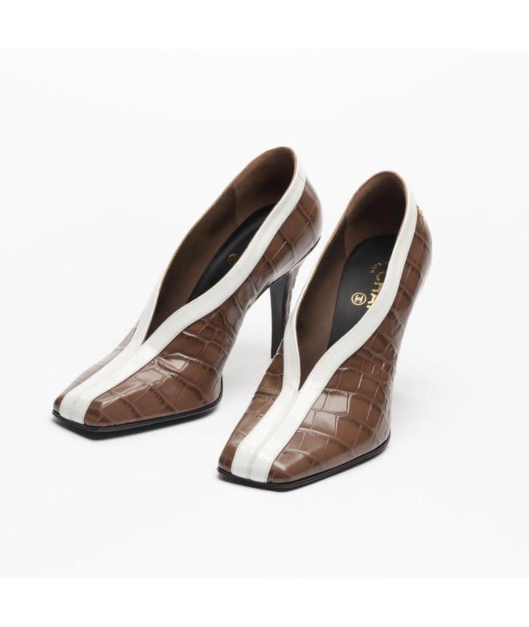 CHANEL Коричневые кожаные туфли, фото 2