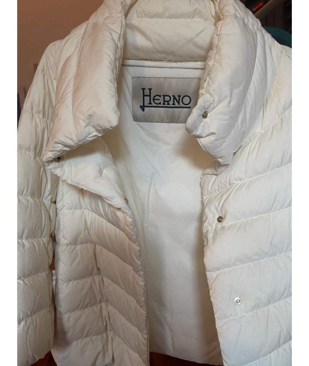 HERNO Белый полиэстеровый пуховик, фото 3