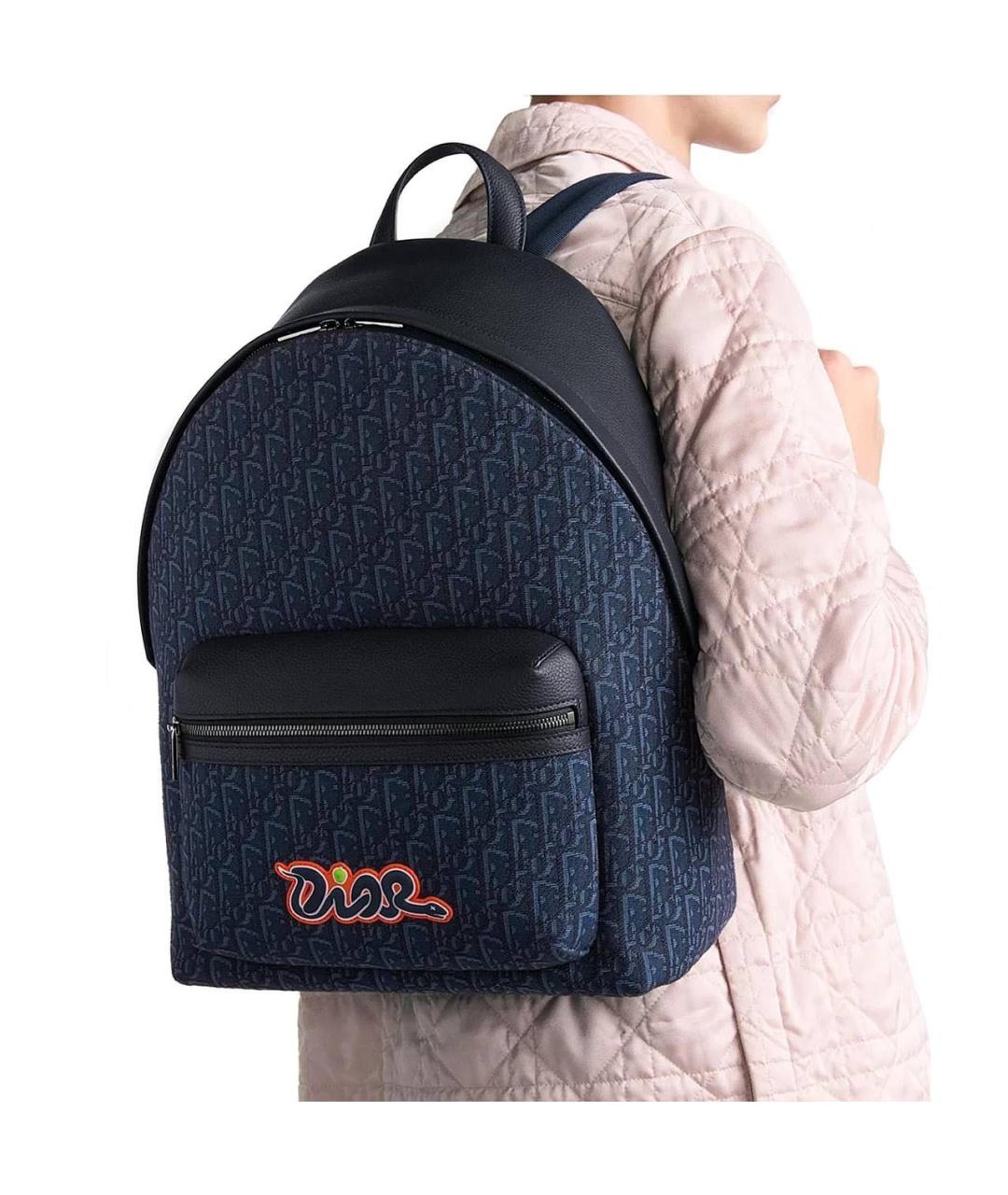 CHRISTIAN DIOR Синий жаккардовый рюкзак, фото 2