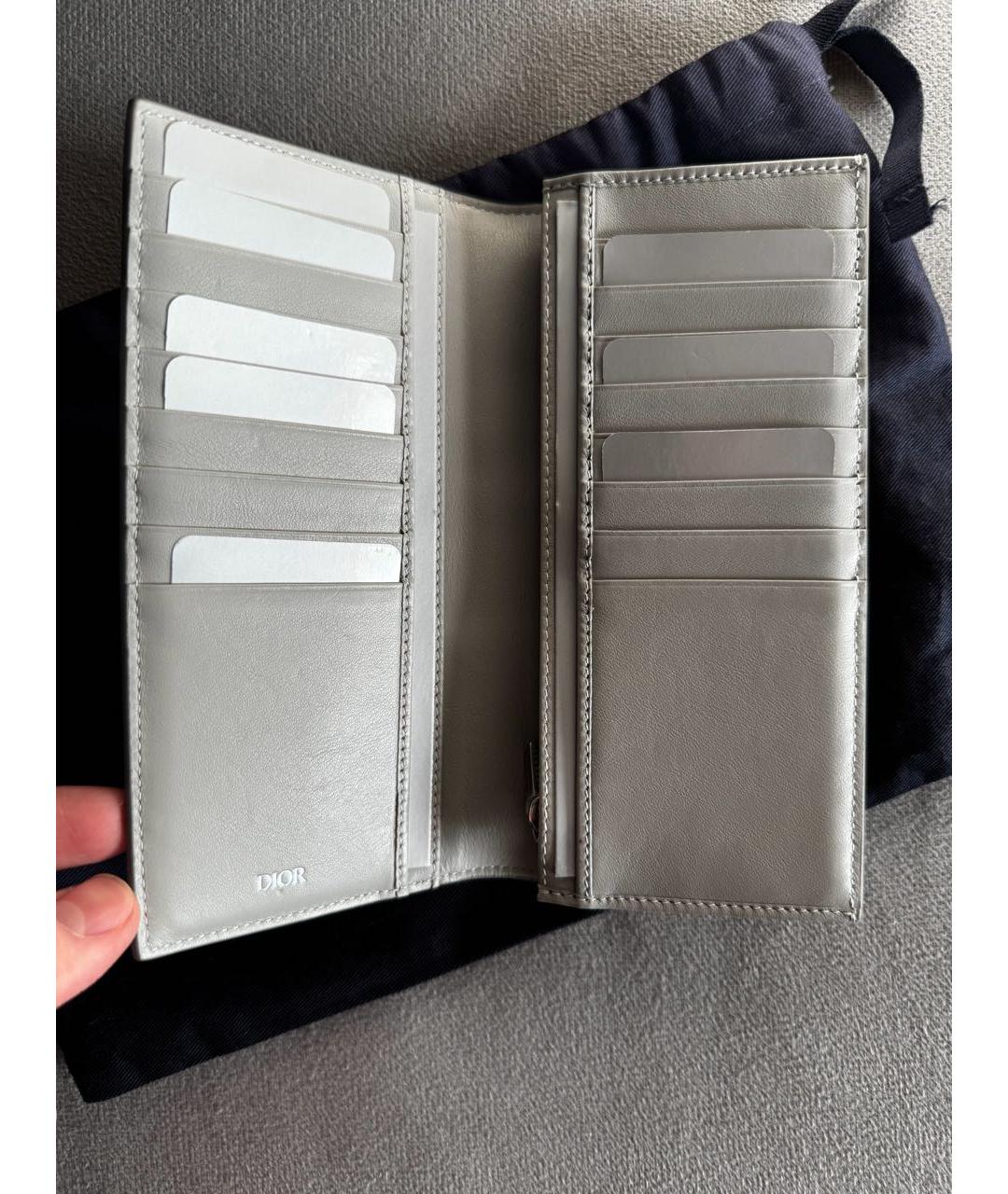 CHRISTIAN DIOR Серый кожаный кошелек, фото 5