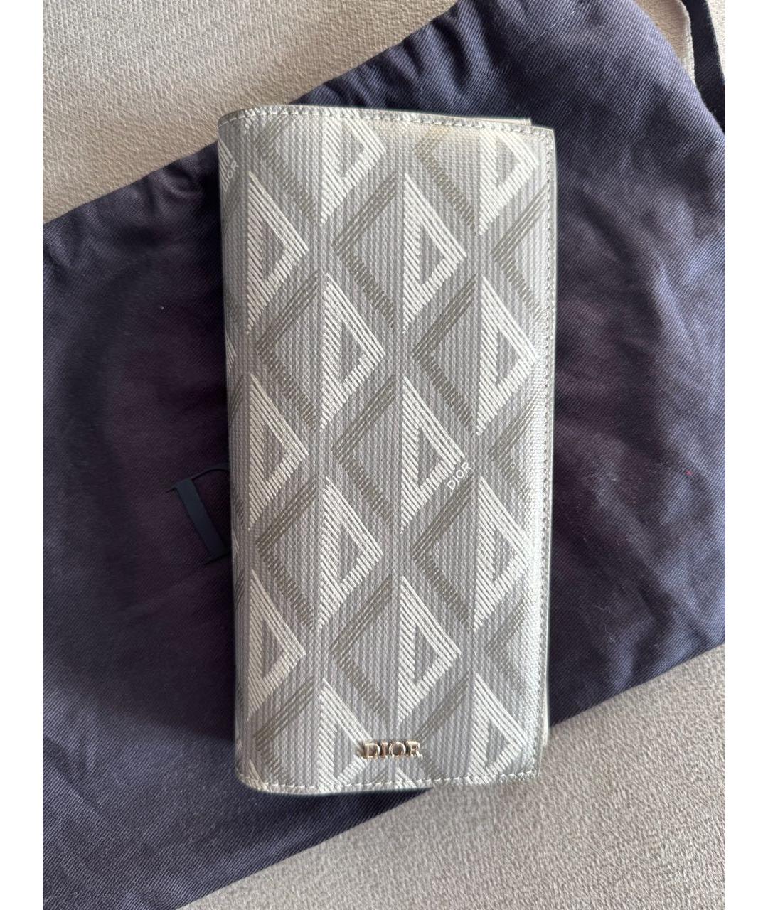 CHRISTIAN DIOR Серый кожаный кошелек, фото 3