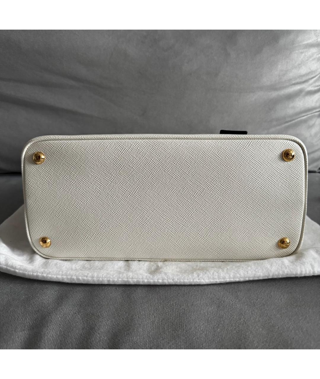 PRADA Белая кожаная сумка с короткими ручками, фото 7
