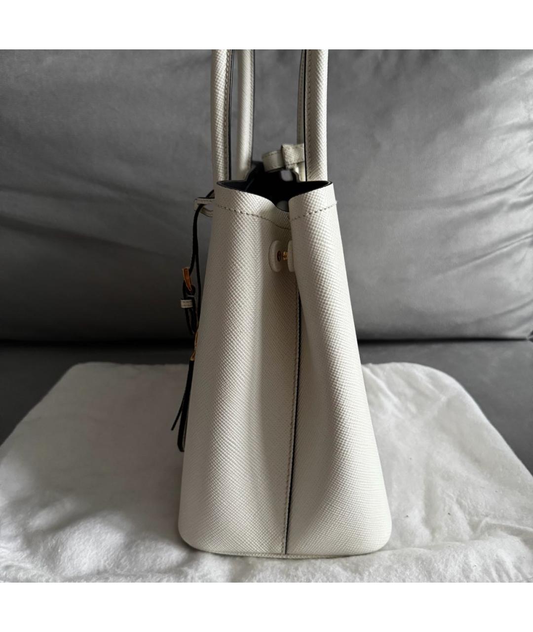 PRADA Белая кожаная сумка с короткими ручками, фото 5