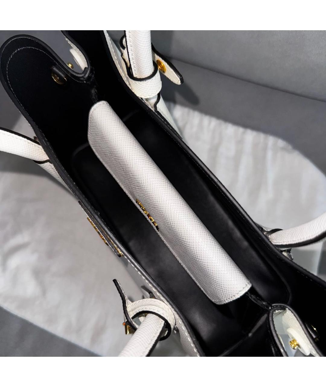 PRADA Белая кожаная сумка с короткими ручками, фото 8