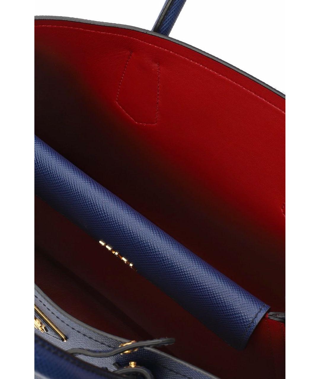 PRADA Синяя кожаная сумка с короткими ручками, фото 5