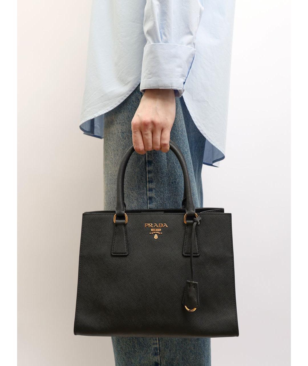 PRADA Черная кожаная сумка с короткими ручками, фото 2