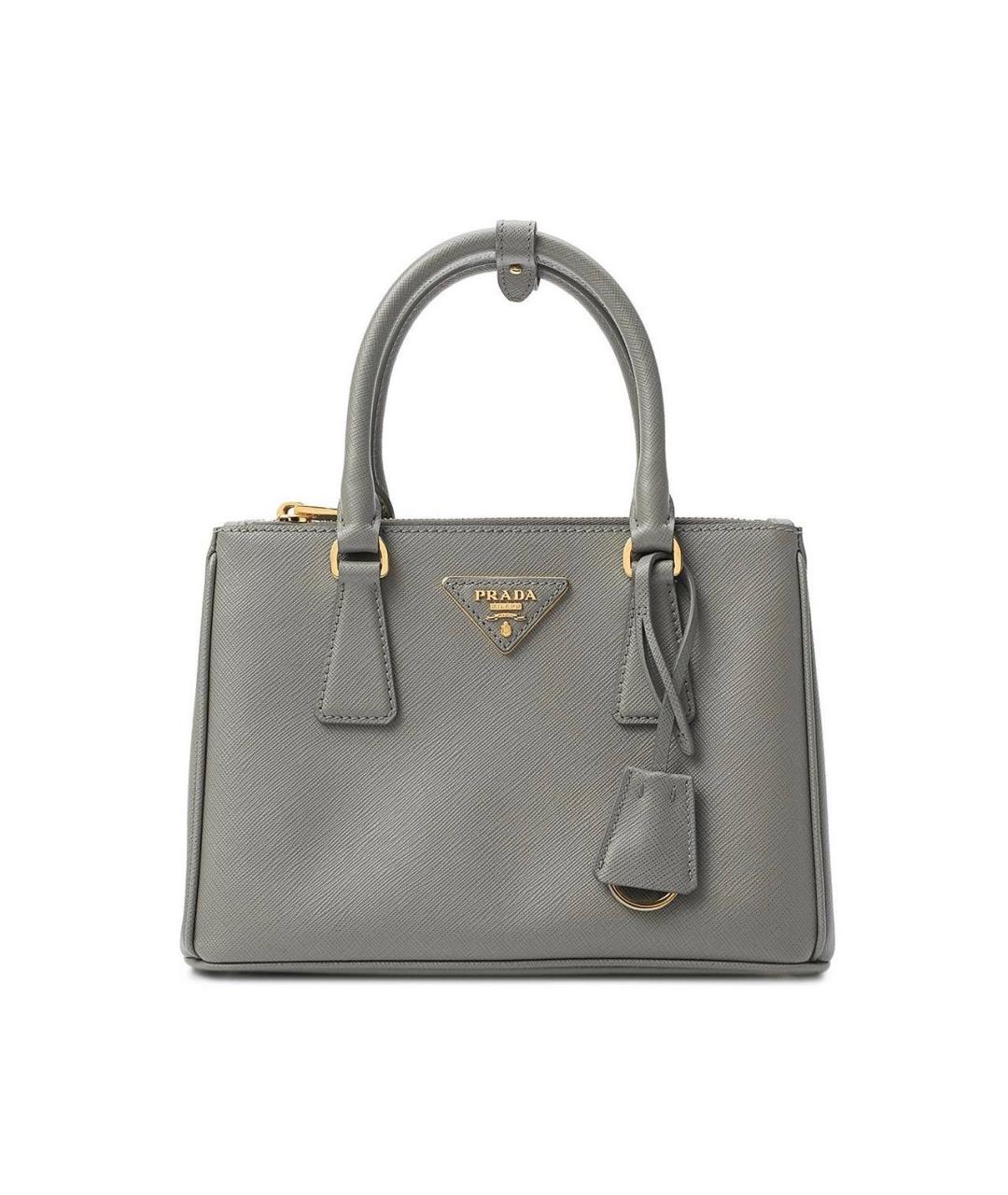 PRADA Серая кожаная сумка с короткими ручками, фото 1