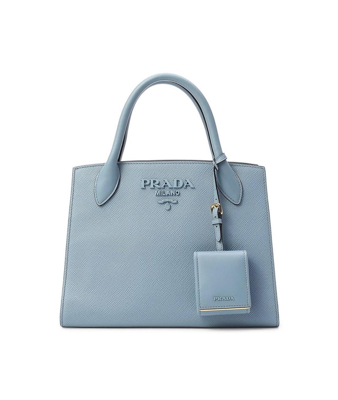 PRADA Голубая кожаная сумка с короткими ручками, фото 1