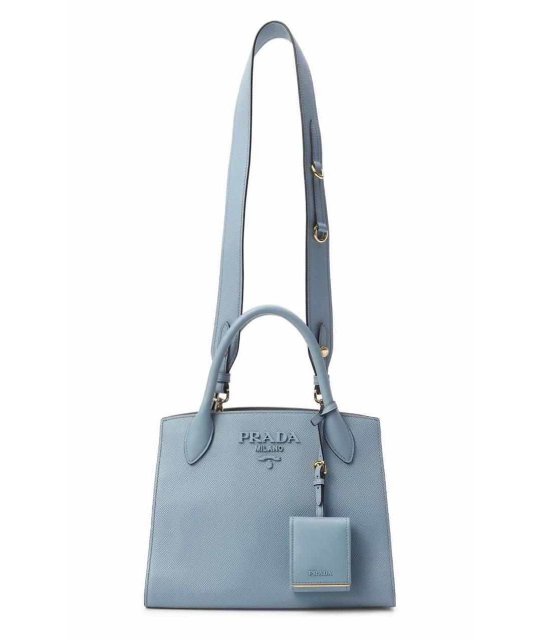 PRADA Голубая кожаная сумка с короткими ручками, фото 6