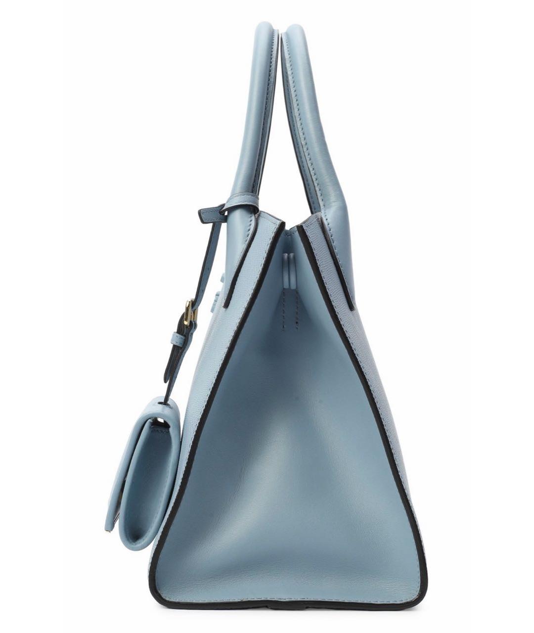 PRADA Голубая кожаная сумка с короткими ручками, фото 3