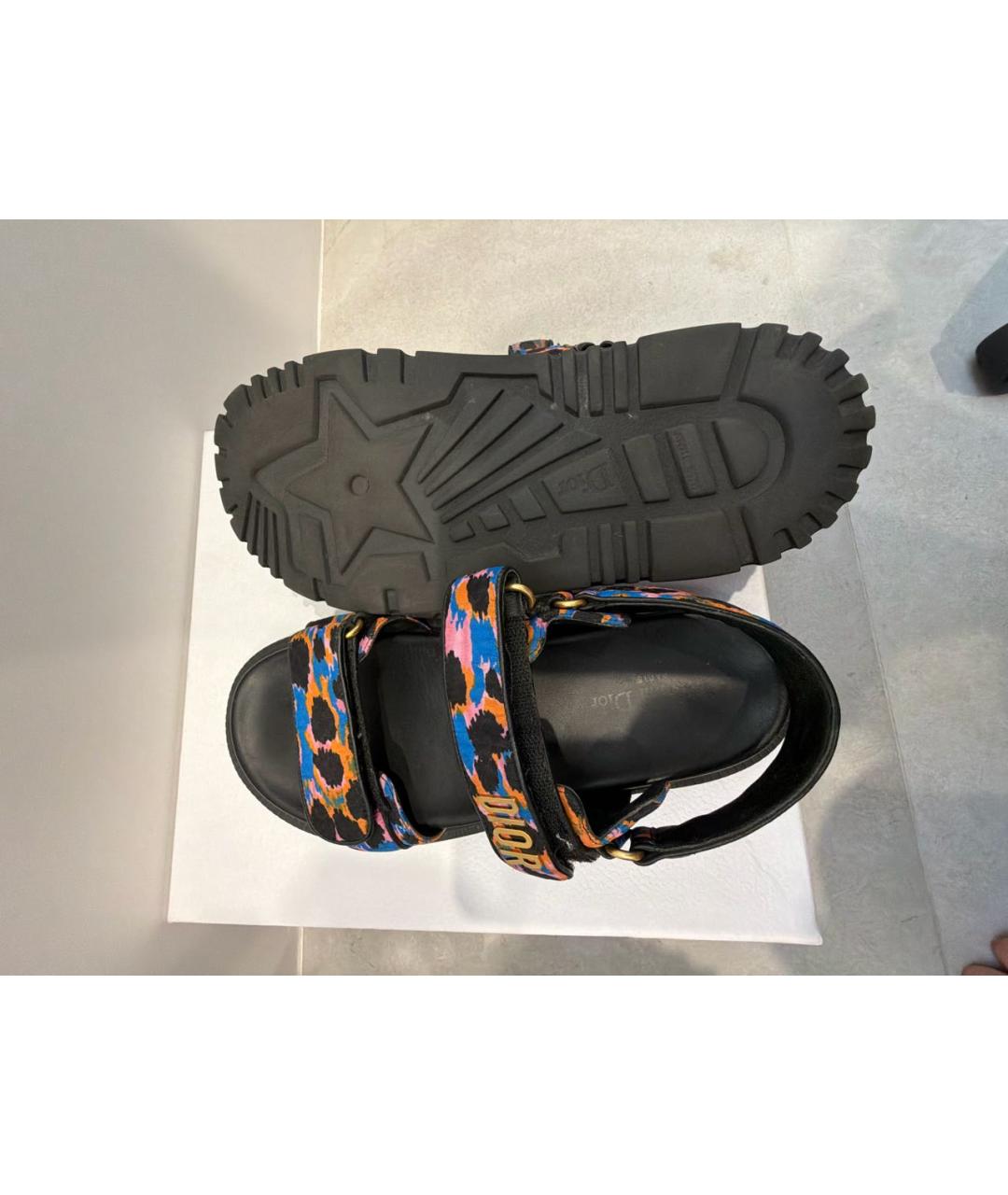 CHRISTIAN DIOR Мульти текстильные сандалии, фото 7