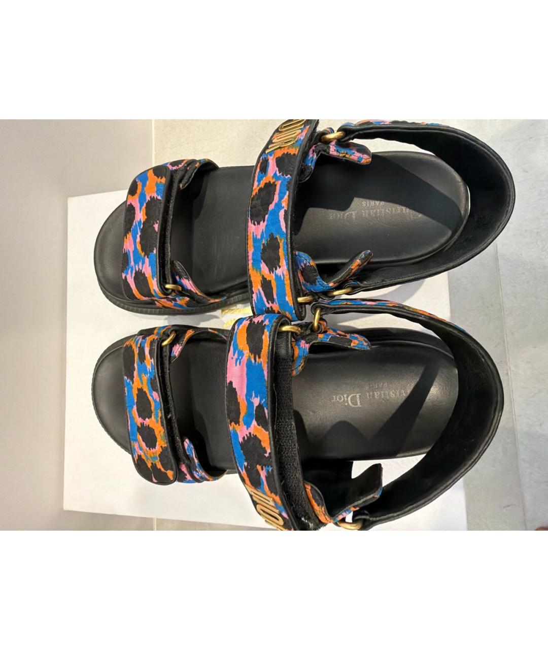 CHRISTIAN DIOR Мульти текстильные сандалии, фото 8