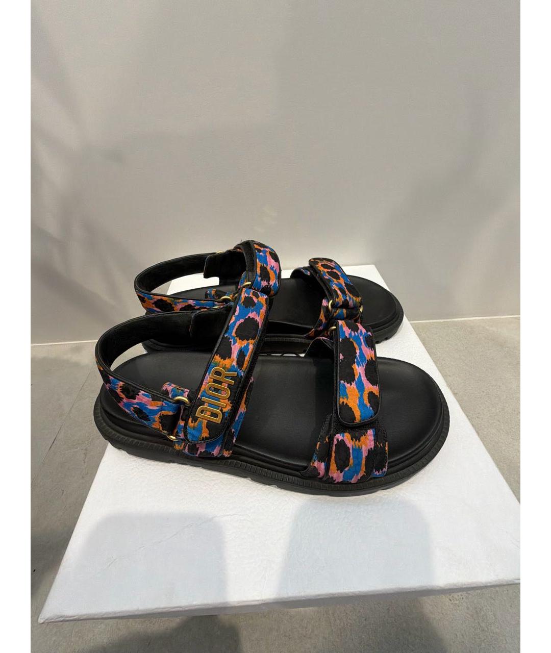 CHRISTIAN DIOR Мульти текстильные сандалии, фото 5