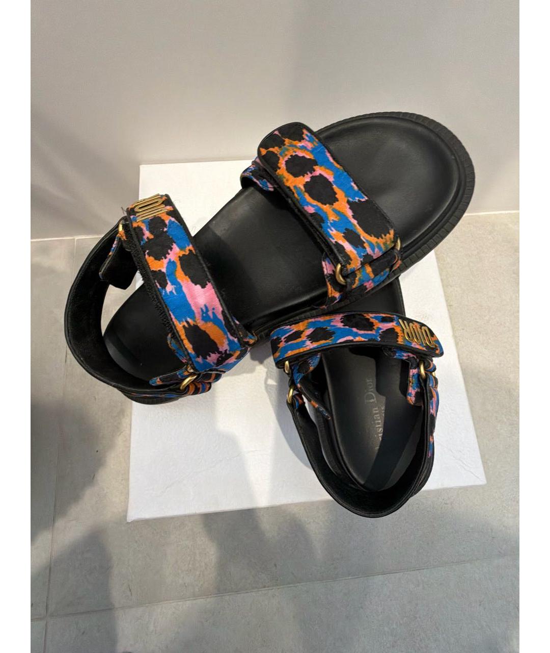 CHRISTIAN DIOR Мульти текстильные сандалии, фото 6