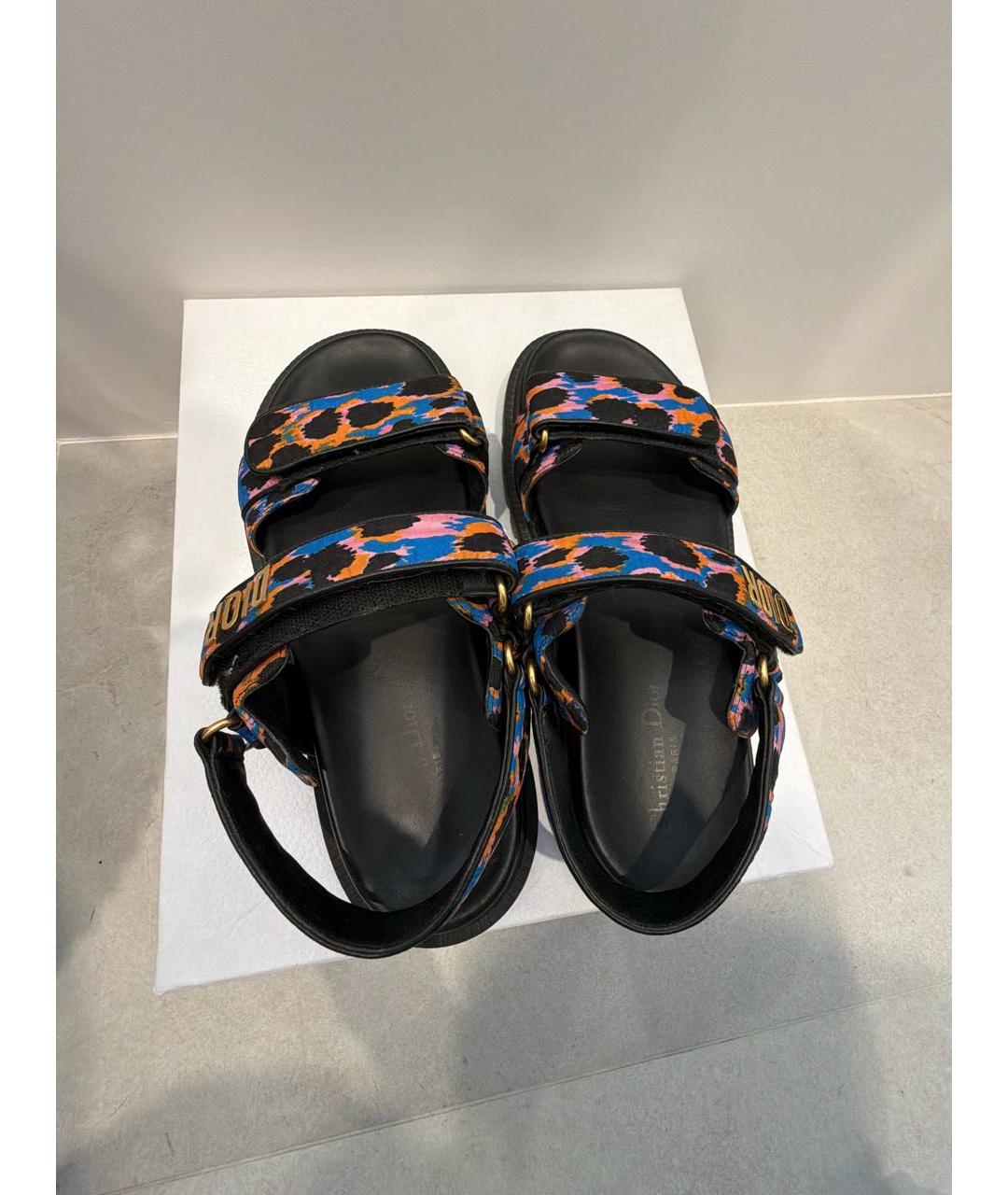 CHRISTIAN DIOR Мульти текстильные сандалии, фото 3