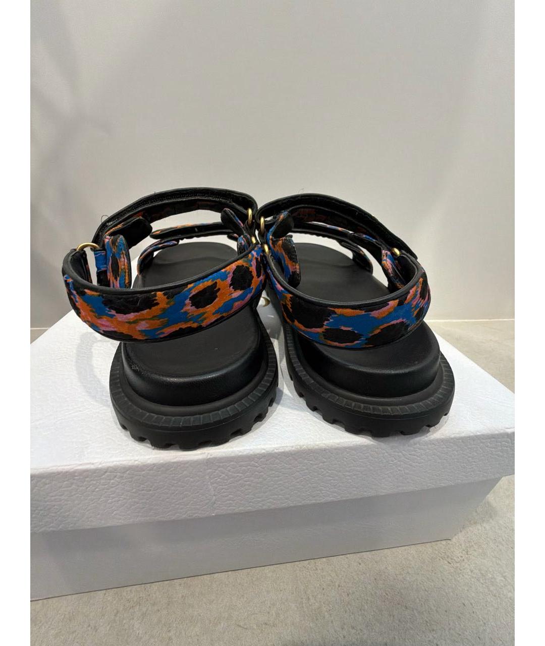 CHRISTIAN DIOR Мульти текстильные сандалии, фото 4