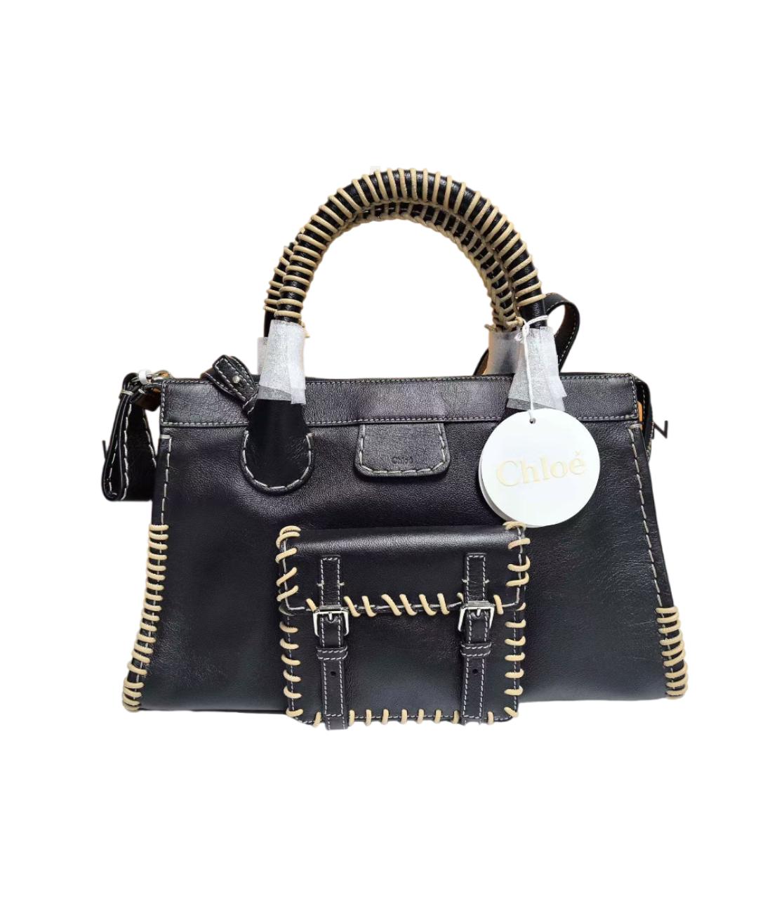 CHLOE Черная кожаная сумка с короткими ручками, фото 6