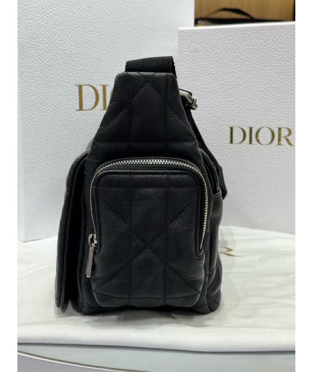 CHRISTIAN DIOR Черная кожаная сумка через плечо, фото 4