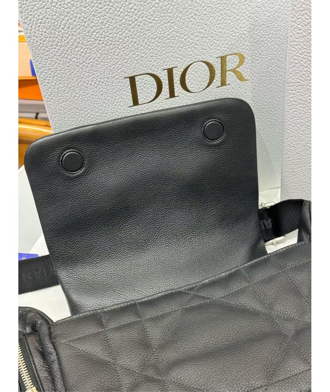 CHRISTIAN DIOR Черная кожаная сумка через плечо, фото 5