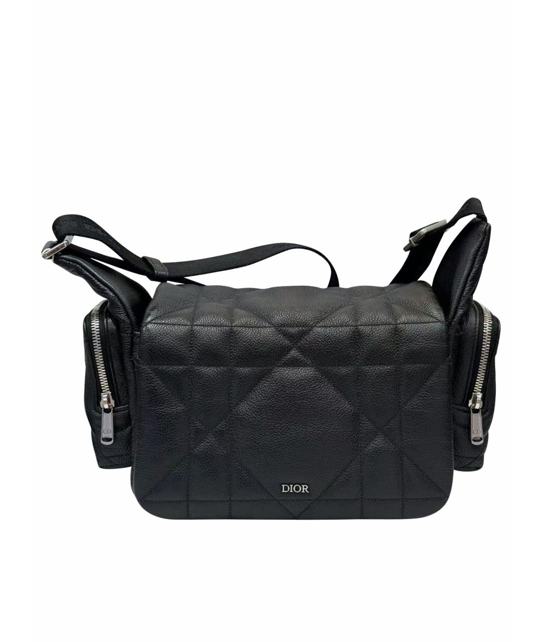 CHRISTIAN DIOR Черная кожаная сумка через плечо, фото 1
