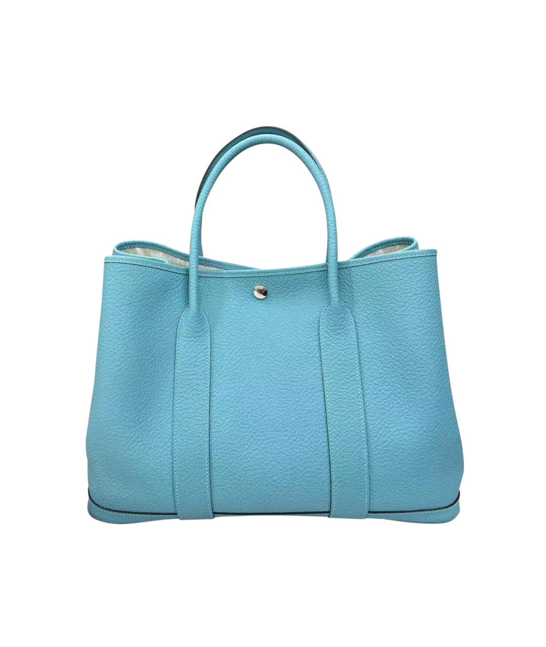 HERMES Голубая кожаная сумка тоут, фото 1